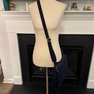 Vera Bradley Deep Navy Quilted Messenger Crossbody Bag – Polka Dot Lining